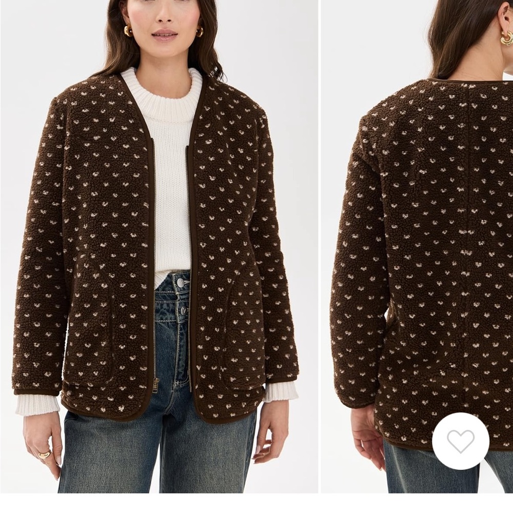 Brown Teddy Jacket with Heart Pattern